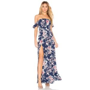 Flynn Skye Bardot Maxi Dress in Rosey Waters